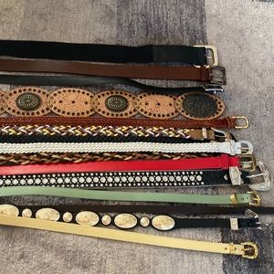 15 leather belts.  No PU,glam belts, adjustable, skinny belts, all together